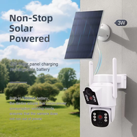 Cámara de Seguridad Solar de Doble Lente 4MP CMOS con Visión Nocturna, Panorámica/Inclinación, Detección Humana, IP65 Impermeable, Audio Bidireccional y Almacenamiento en la Nube/SD