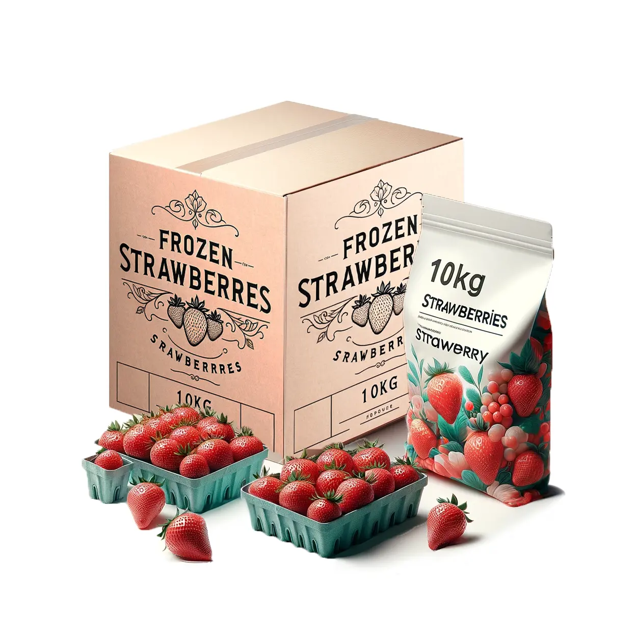 Atacado de morangos congelados IQF Premium melhor preço, ideal para sobremesas e assados