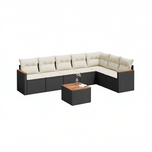 Ensemble de canapés de jardin en rotin noir, crème et blanc, mobilier d'extérieur imperméable au design contemporain - Product Image 1