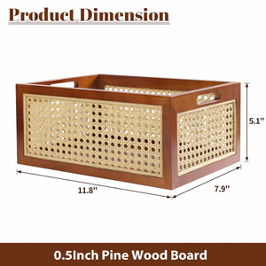Panier de rangement peu profond en <span class=keywords><strong>bois</strong></span> de pin tressé, design écologique et durable, multifonctionnel pour le rangement sur table et la maison - Product Image 6