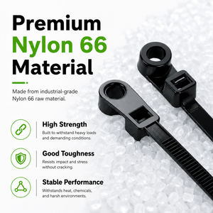 เคเบิลไทร์ไนลอน 66 สีดำ แบบล็อคอัตโนมัติ ขนาด 4.8x300 มม. 100 ชิ้น พร้อมรูสกรูสำหรับรัดสายไฟ ได้รับการรับรองมาตรฐาน CE ROHS REACH - Product Image 2