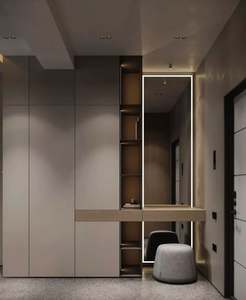 Commode en bois massif de luxe léger et moderne, coiffeuse au design personnalisé, ensemble de meubles de chambre élégant pour appartement - Product Image 3