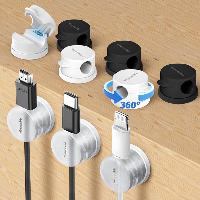 Spring Cable Clips Cord Organizer, Under Desk Cable Management, Adhesive Wire Holder Organizer for Home Office Desk Car Wall