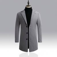 Manteau Peacoat Homme Version Coréenne Simple Boutonnage Coupe Slim Longue Coupe-Vent Décontracté – Approvisionnement Direct Usine NY