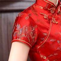 Robe longue Cheongsam classique chinoise Dragon Phénix, grande taille, élégante, pour banquet, costume de spectacle, vente en gros OEM
