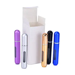 Vuoto riutilizzabile cosmetico portatile Mini pacchetto di profumo da viaggio 5ml 8ml flaconi Spray per profumo in alluminio con scatola di carta