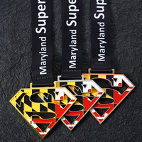 Lanière de sublimation personnalisée métal creux championnat super hero médaille de course