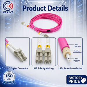 Cable de Fibra Óptica Kexint de Baja Pérdida LC-LC Dúplex OM4 Multimodo Erika Violeta LSZH 50/125um 2.0mm - Product Image 3