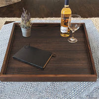 Plateau cadeau carré en bois de 60 cm, plateau de rangement en bois pour servir