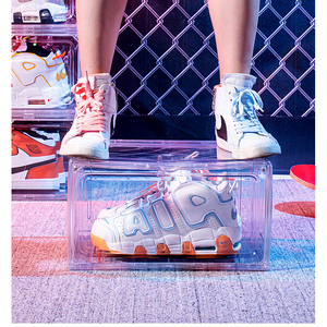 Hot sale stocked transparent acrylic plastic shoes case shoe container storage box clear