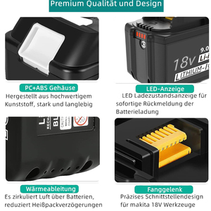 Batería de Repuesto BL1860 para Batería Makita 18V9Ah, Batería de Repuesto para Batería Makita - Product Image 4
