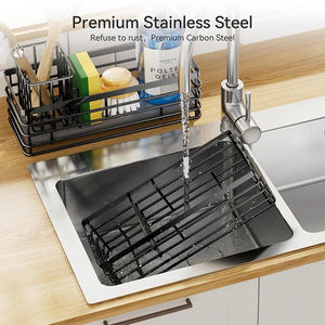 Sangle <span class=keywords><strong>d</strong></span>'évier de cuisine pour robinet, brosse à savon, porte-éponge, panier de rangement, distributeur, organisateur avec plateau en pierre absorbante - Product Image 2