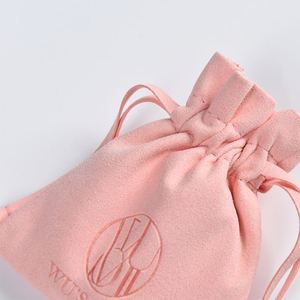 Pochette à bijoux en microfibre suédée avec logo imprimé, sac à bijoux en velours suédé avec cordon de serrage pour boucles d'oreilles - Product Image 6