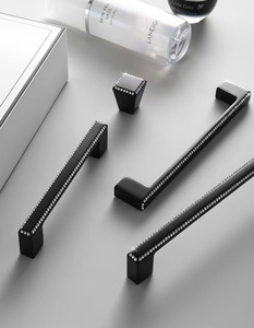 Poignée de meuble en alliage de zinc massif, finition cristal, couleur or, pour armoire, et boutons de tiroir chromés noirs – Offre Spéciale - Product Image 4