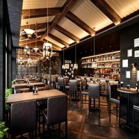 Ensemble de mobilier écologique et imperméable pour restaurant, personnalisation complète de la pièce, design intérieur, comptoir de bar commercial