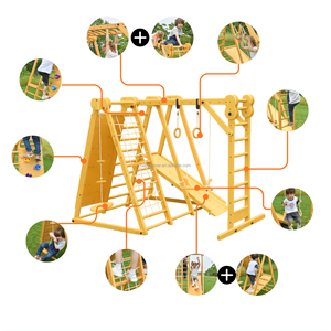Structure <span class=keywords><strong>de</strong></span> jeu <span class=keywords><strong>Montessori</strong></span> en bois 8-en-1 pour tout-petits avec balançoire et structure d'escalade – <span class=keywords><strong>Aire</strong></span> <span class=keywords><strong>de</strong></span> <span class=keywords><strong>jeux</strong></span> écologique pour enfants - Product Image 3