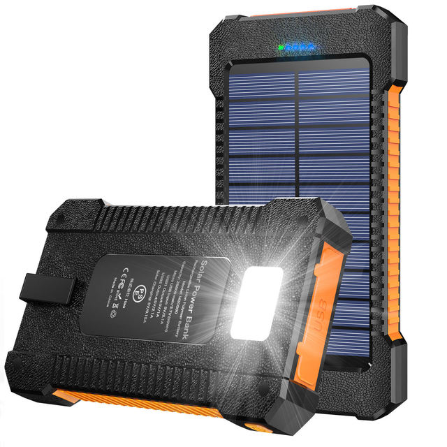 NEW Solar Panel Wireless Fast Charging 10000mah Power Bank Portable With Torches Built-in Line Solar Fast Charging Charger