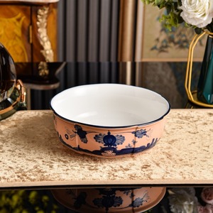 Tazón de Cerámica Floral Pintado a Mano, Tazón Redondo de Gres con Borde Dorado para Cocina y Comedor - Product Image 2
