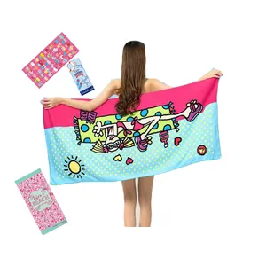 定制儿童沙滩巾颜色超细纤维毛巾中国供应商廉价豪华超细纤维沙滩巾
