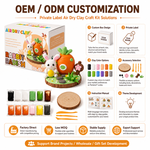 Kit de Pâte à Modeler Auto-Durcissante DIY Scène Lapin et Radis avec Base en Bois – Cadeau Créatif pour Enfants, OEM, Marque Privée, Vente en Gros - Product Image 2