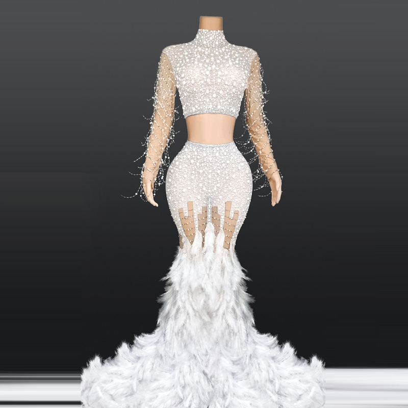 chinese dress ladies Mermaid Off-Shoulder Lace Corset Floor-Length Lace Dress 4955 by Clarisse 16 / White/Multi