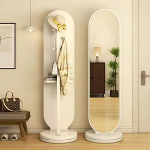 Specchio a Figura Intera Girevole in Legno Massello Stile Medievale con <span class=keywords><strong>Appendiabiti</strong></span> Nascosto e 3 Ripiani, Arredamento per Casa e Camerino - Product Image 2