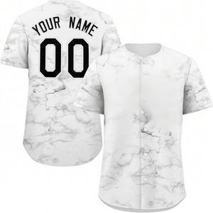 Low MOQ Free Design Quick Dry Customization Logo Button <b>Down</b> Sublimated Print Baseball Jersey - Product Image 1