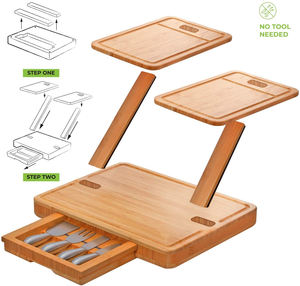 Bandeja de 3 capas para aperitivos, bandeja de bambú para servir queso, con cajón deslizante - Product Image 3
