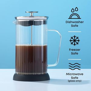 Cafetera Francesa Clásica Transparente de Doble Pared de Vidrio Borosilicato, Cafetera con Prensa Reutilizable para Cocina - Product Image 5