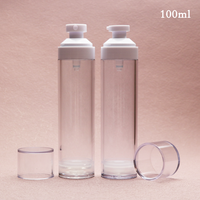 Flacon pompe sans air cylindrique de luxe moderne pour cosmétiques, vide, 15ml 30ml 50ml 100ml, transparent, pour lotion, crème, savon liquide, vaporisateur