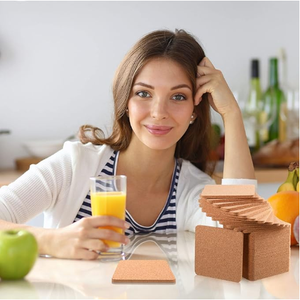 Dessous de plat carrés en liège naturel sous-verres ensemble absorbant boisson tapis assiette support cuisine tampons Table plats Bar sous-verres extérieur intérieur - Product Image 5
