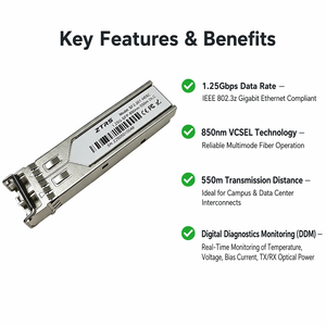 Vente Flash Stock en Gros ZTRS Module Optique SFP 1.25Gbps 1550nm 40km SM Duplex SC DDM pour Déploiement Longue Portée FTTH - Product Image 3