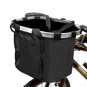 Cesta para bicicleta con marco de aluminio, tela Oxford, soporte para manillar de liberación rápida, bolsa de almacenamiento plegable para bicicleta de gran capacidad, color negro - Product Image 1