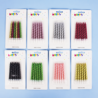 Bougies d'anniversaire fines métalliques colorées roses à combustion propre avec mèche en coton pur pour cupcakes et fêtes, vente en gros