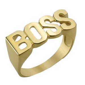 Boss <b>Ring</b> Gold Plated Letter Design Fashion Jewelry Gift for Men Women Hip Hop Punk Style - Product Image 5