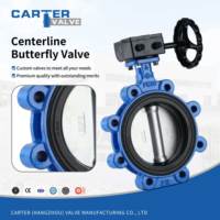Vanne papillon concentrique à ligne centrale en fonte ductile, type à bride, pneumatique, joint EPDM, pour eau et CVC, ANSI DIN PN6-PN16, personnalisable OEM