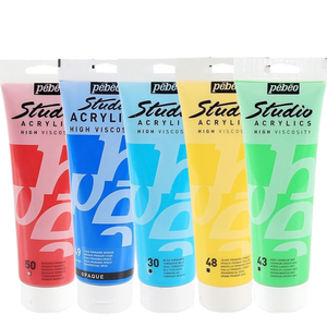 Pébéo-Ensemble de <span class=keywords><strong>peinture</strong></span> acrylique professionnelle 66 couleurs, tubes et flacons de 100ml avec support en verre pour fournitures d'art - Product Image 1