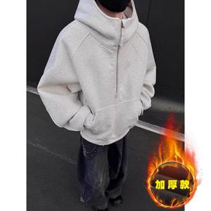 Suéter de Lana Grueso de Estilo Americano, Moderno, con Media Cremallera, Holgado, Versátil, para Invierno - Product Image 5