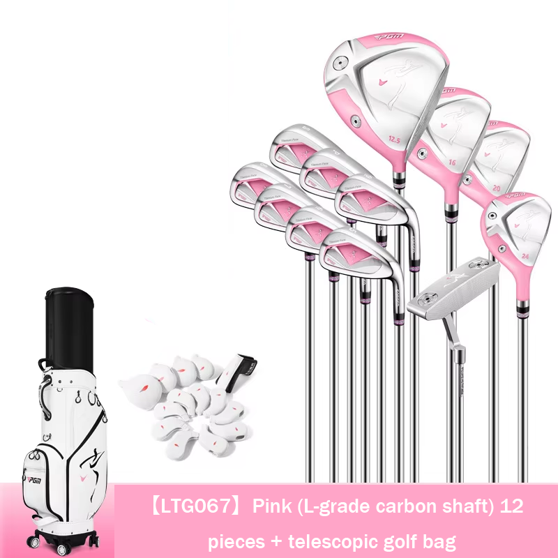ltg067 pink-l-level carbon shaft-12 pcs+telescopic ball bag