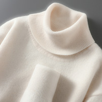 Sweter Wol Murni 100% Sweter Kasmir Pria Model Turtleneck Musim Gugur/Dingin Baru Model Longgar