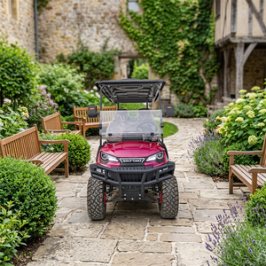 Voiturette de golf électrique 6 places rouge métallisé premium avec options de couleurs assorties pour l'<span class=keywords><strong>achat</strong></span> en flotte de centres de villégiature - Product Image 1