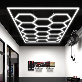 Factory Direct Hexagonal LED Work Light for Car Shop Garage Honeycomb Ceiling Lights AC Power Supply Workshop Detailing Lighting