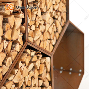 Large Modern Corten Steel Indoor & Outdoor Firewood Rack with Fireplace Tool & <b>Log</b> <b>Holder</b> for Storage - Product Image 4