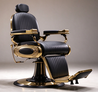Meilleures ventes - Chaise de barbier hydraulique inclinable à dossier capitonné de style rétro classique pour salon de coiffure professionnel