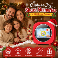 Printer Portabel Mini USB Layar 2,4 inci, Hadiah Natal Instan untuk Anak, Tanpa Tinta, Suara AI