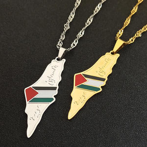 YL Cross-border New <span class=keywords><strong>Israel</strong></span> Palestina Map Collar de viento neutro de acero inoxidable Joyería de gama alta versátil para hombres - Product Image 2