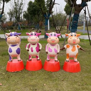 屋外のリビングサイズの庭の装飾等身大のグラスファイバー牛/雄牛/牛の像 - Product Image 4