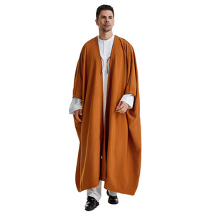 Nuovo arrivo musulmano arabo da uomo Thobe Thawb Caftan tinta unita abito da uomo abiti <span class=keywords><strong>musulmani</strong></span> Kimono largo Abaya Thobes per uomo - Product Image 4