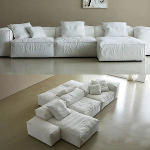 Sofá Modular Minimalista Estilo Bloque de Tofu en Forma de L con Relleno de Espuma Reversible para Sala de Estar - Product Image 3