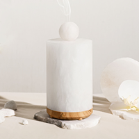 Diffuseur d'huiles essentielles en albâtre avec réservoir en marbre, sans plastique, ultrasonique, veilleuse aromathérapie à arrêt automatique, en pierre
